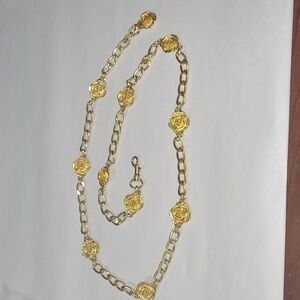 Women's Unique Flowered Metal Gold-tone Belt